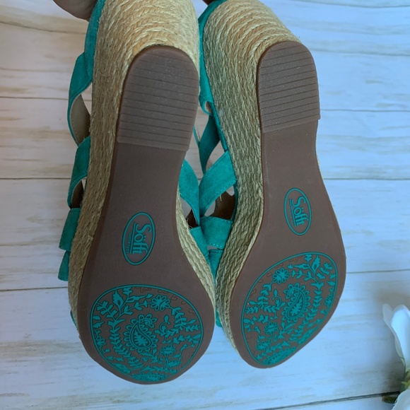 Sofft Suede Espadrille Wedges Teal, Turqoise - Picture 6 of 6